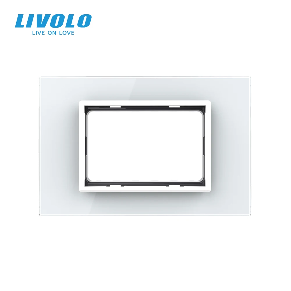 Livolo Au/Us Standard Pearl Crystal Glass 119mm*78mm Pannello singolo con foro per interruttore triplo a parete o presa VL-P9E-3W