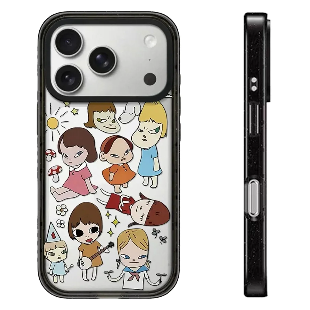 

Graffiti Cartoon Girl Acrylic Black Border Phone Cover for IPhone 12 13 14 15 16 17 Pro Max Case for IPhone 17Air
