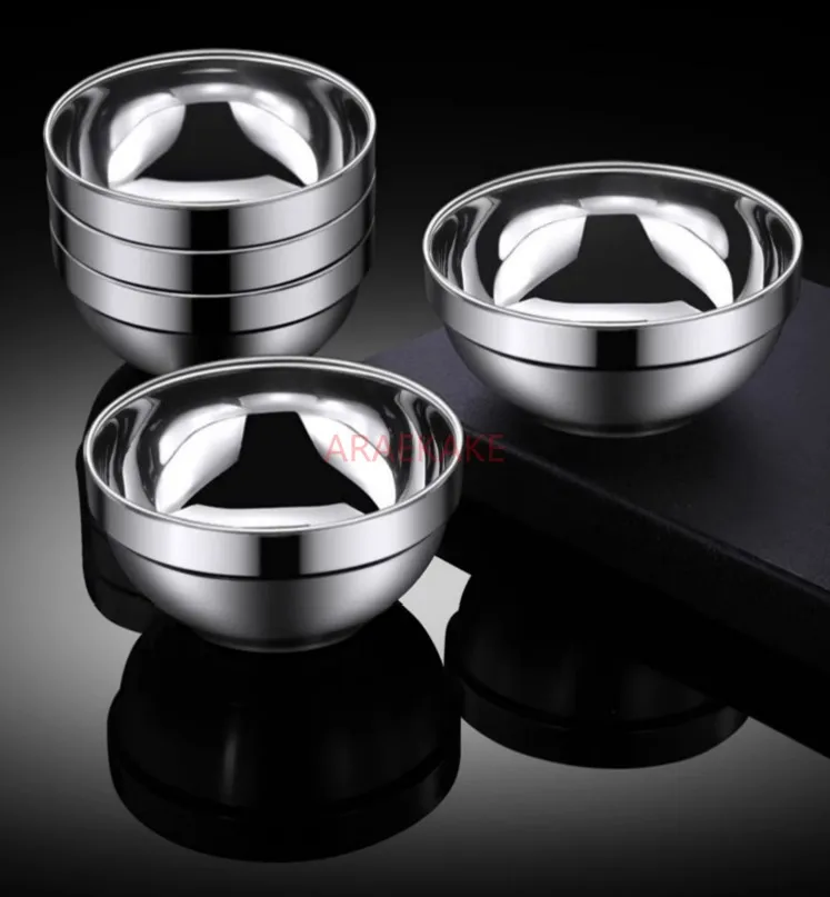 600ml/755ml/950ml Food grade 304 stainless steel bowl, children's household double-layer eating bowl, soup bowl