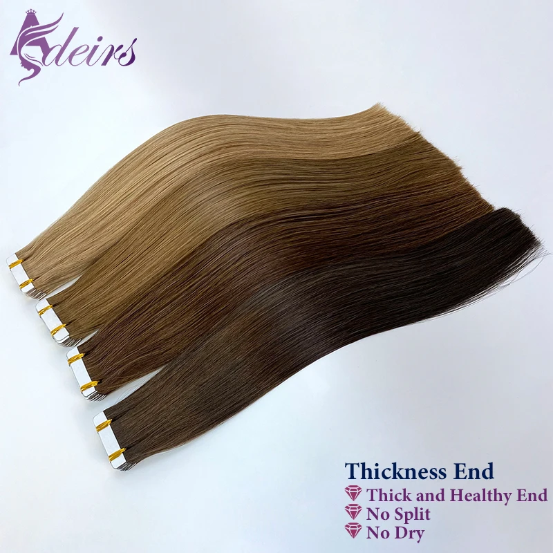 Adear pita dalam ekstensi rambut Remy lurus rambut manusia 100% pita rambut alami asli tidak terlihat lunak 16 "-24" hitam cokelat pirang