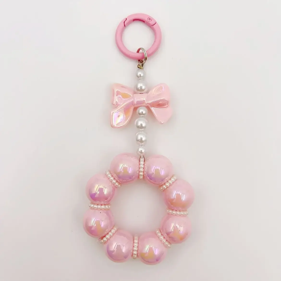 New Bow Pearl String, Mobile Phone Pendant, Pendant, Bag, Accessories, Key Pendant, Round Buckle, Colored Beads, Gifts For