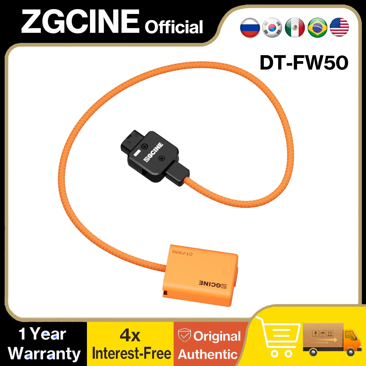 

ZGCINE DT-FW50 D-Tap to NP-FW50 Dummy Battery with Braided Wire Cable for Sony zv-e10 A7 A7M2 A7R2 A7S2 A6000 A6300 A6500