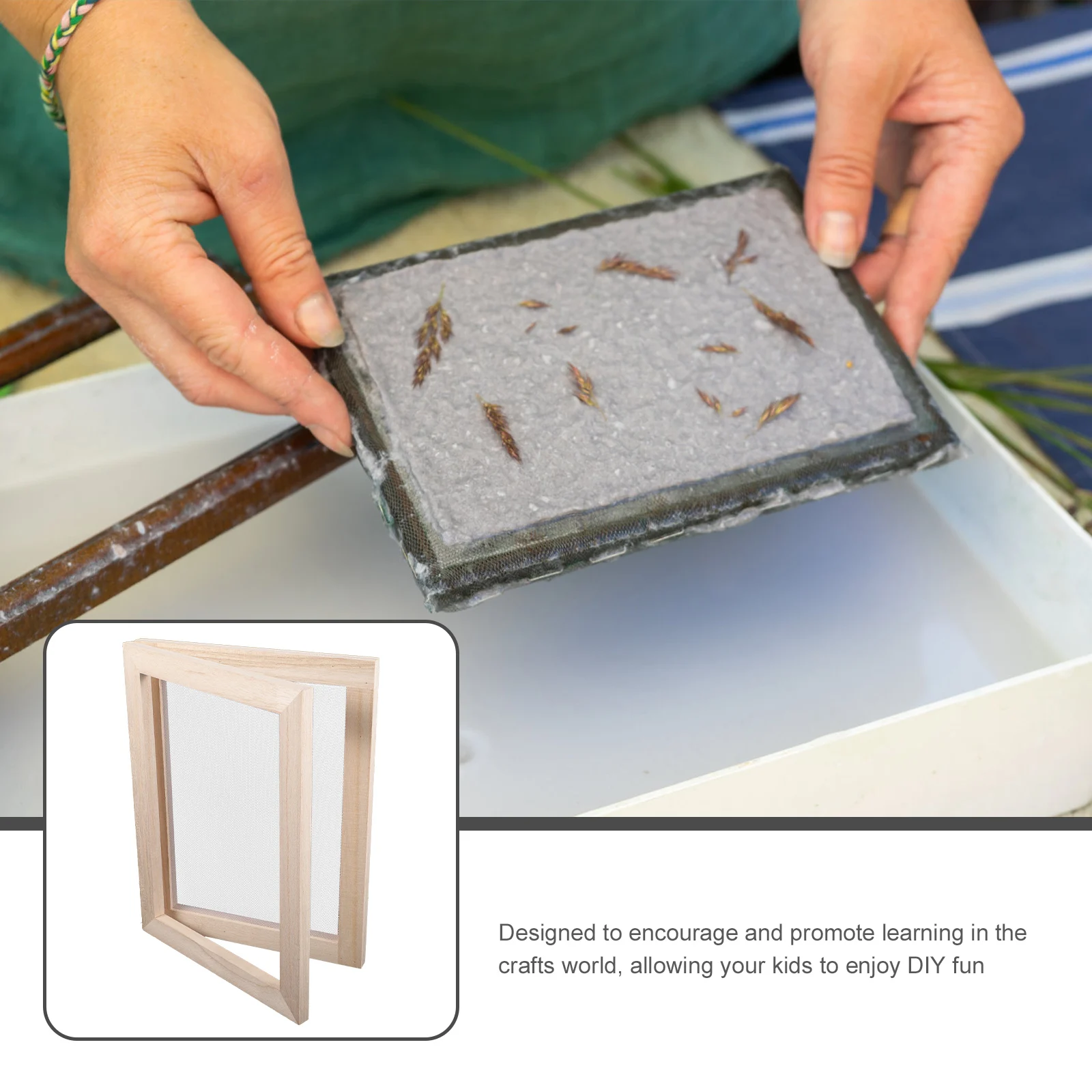 مجموعة صناعة الورق المصنوعة يدويًا للأطفال، إطار خشبي قابل للغسل لطباعة القمصان والحرف اليدوية، إطار صنع الورق