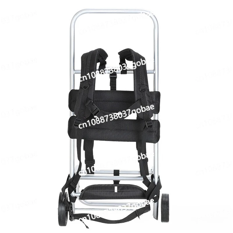 Ultra lightweight aluminum alloy backpack luggage cart with fixed luggage rope that can be dragged and folded for carrying