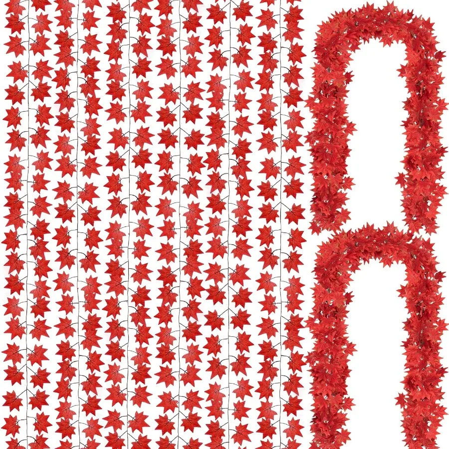 

CQURE, 12 упаковок, 84 фута, гирлянда из осенних листьев, подвесная лоза, гирлянда, искусственные осенние кленовые листья, декор на День Благодарения для дома, свадьбы, огне