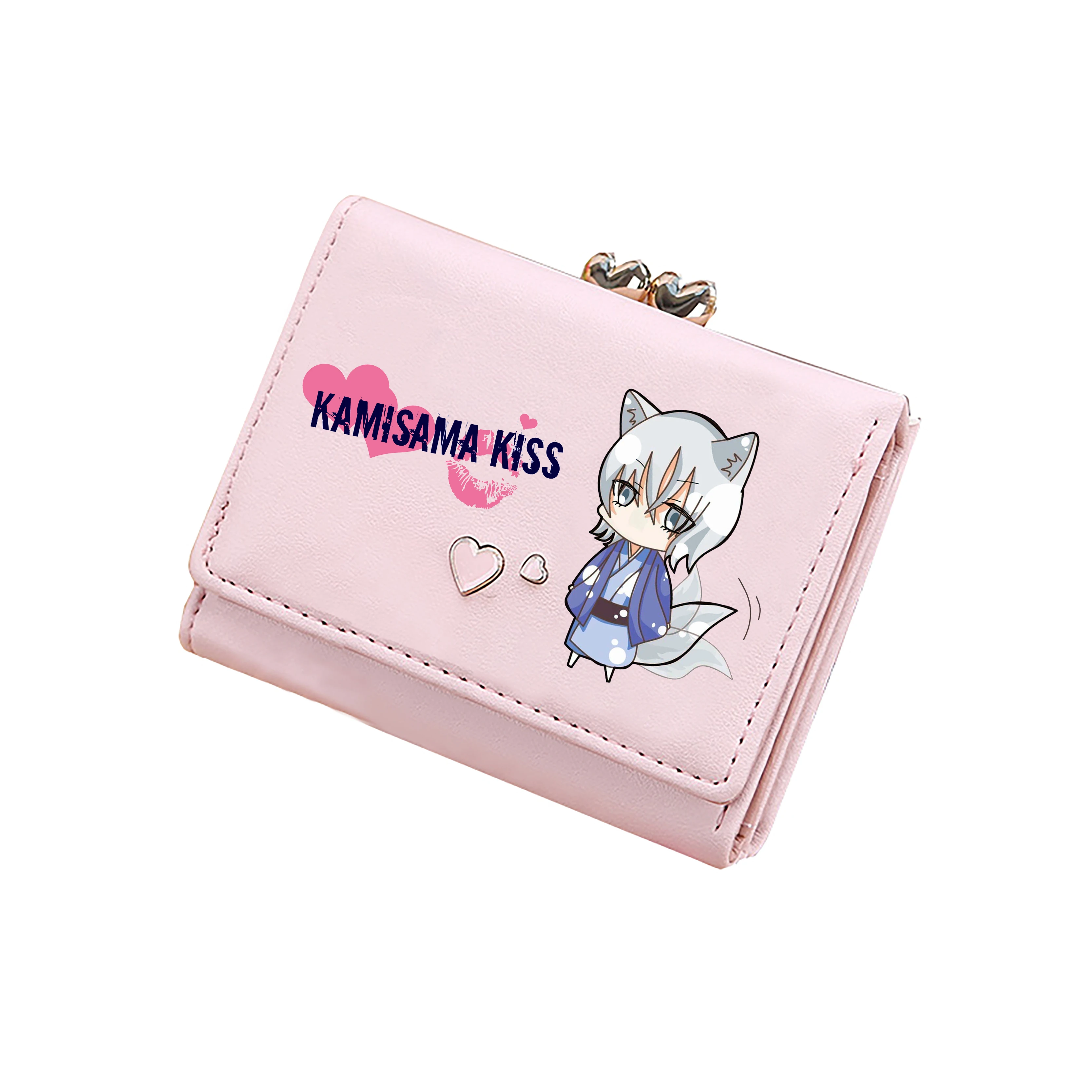 Kamisama Love Cartoon Short Wallets Tomoe ID Card Holders Cute Coins Pockets Pu Leather Pink Purses Moeny Bag Girls Mini Clutch