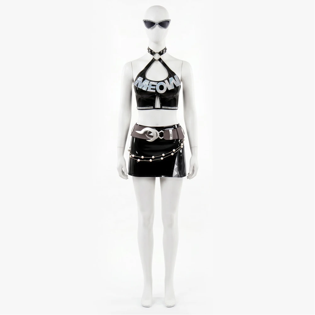 Fantasia Felicia Cosplay Costume Hardy Adult Women Rivals Top Skirt Belt Eyewear Outfit Halloween Carnival Party Disfraz Suit view 4