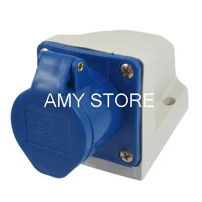 16A 2P+E IEC309-2 Industrial Panel Mount Socket Connector Blue White