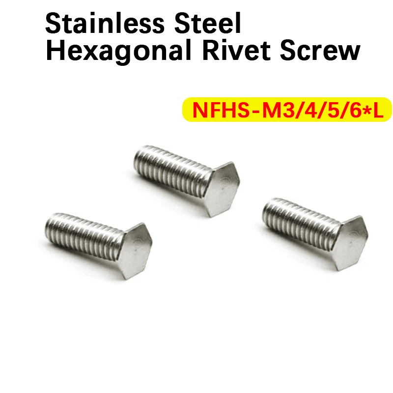 50-100 piezas Tornillo Remache Hexagonal de Acero Inoxidable 304 NFHS-M3 M4 M5 M6*L, Tornillo de Presión Hexagonal, Remache de Fijación