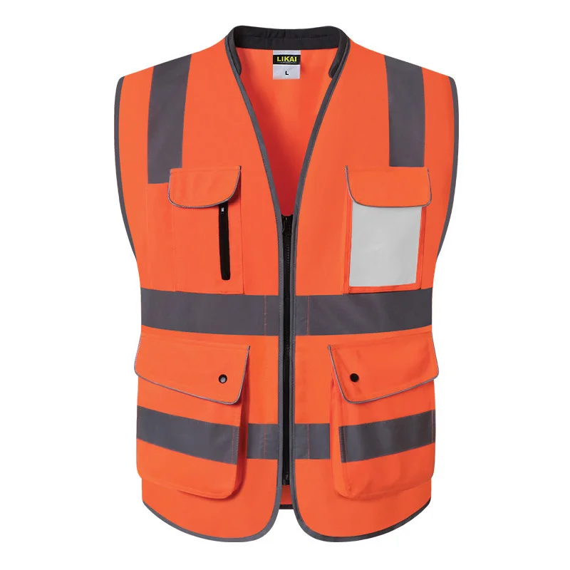 High Visibility Reflective Safety Vest With  Pockets Hi Vis Vest Outdoor Construction Protective Workwear Work Wear Vest