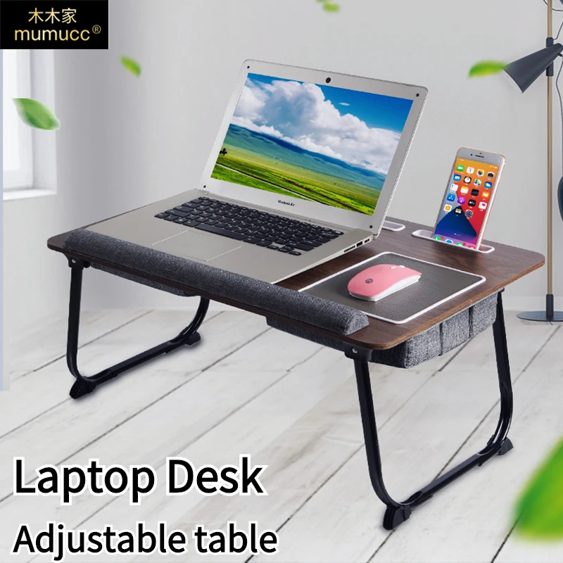 

Multifunctional Adjustable Laptop Desk Double Card Slot Non-slip Design Multiple Storage Bags Hanging Ear Design for EasyStorage