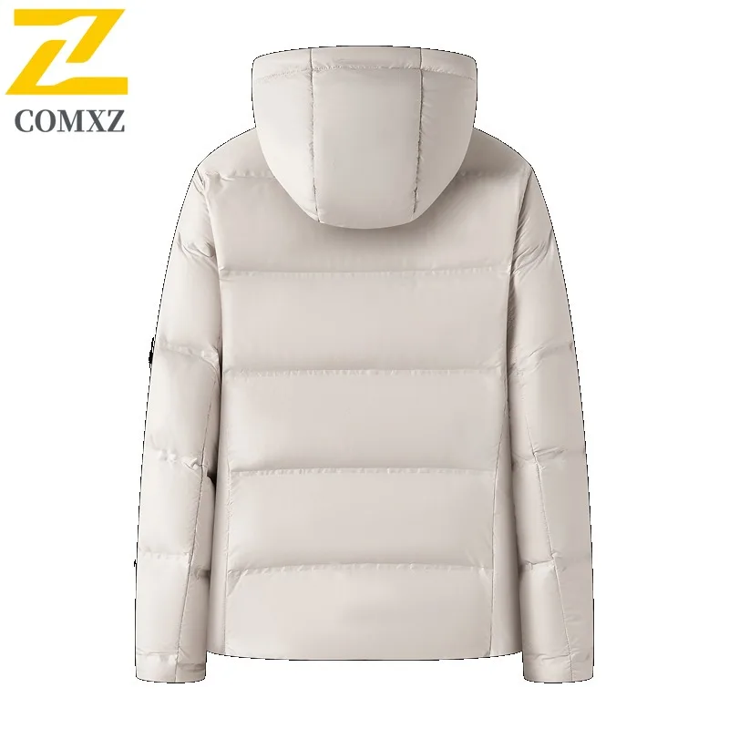 COMXZ الرجال سترة مبطنة خفيفة الوزن الحد الأدنى مقنعين سميكة الدافئة السفر أسفل سترة ثلجية براقة الباردة مقاومة الشتاء سترة