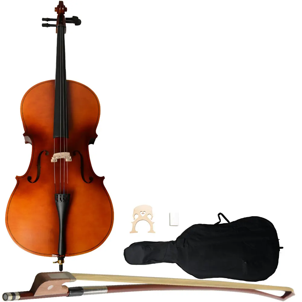 Violonchelo acústico 4/4 con estuche, arco, colofonia, color madera
