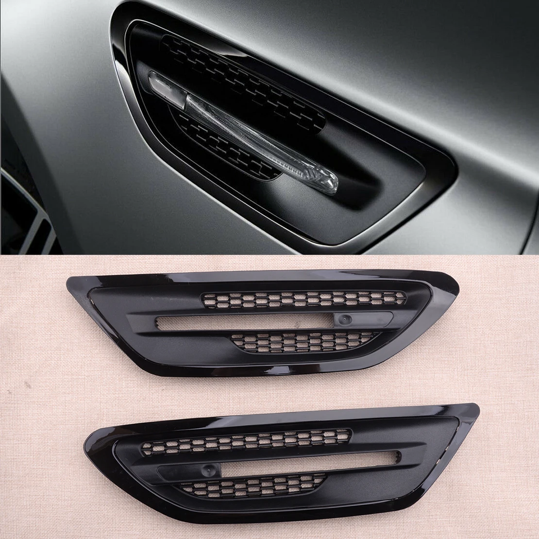 CITALL 1 Pair Car Side Fender Grille Air Vent Outlet Trim Cover Fit for BMW 5-Series F10 M5 Sedan 2011-2013 2014 2015 2016 2017