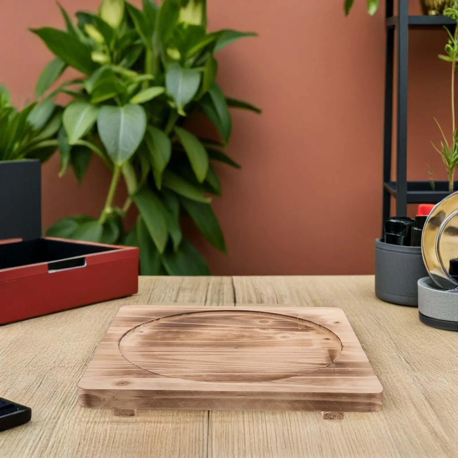 

Fireproof Stove Mat Wood Trivet Bowl Heat Resistant Mat Outdoor Fire Pit Accessory Backyard Grill Home Lawn Cooking 26Cm