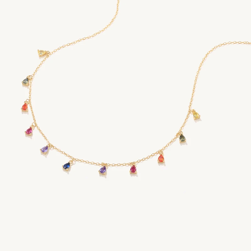 Aide 925 Sterling Silver Bohemian Colorful Crystal Stone Choker Naszyjnik dla kobiet Złoty łańcuszek Urok Ręcznie robiona biżuteria Obroże