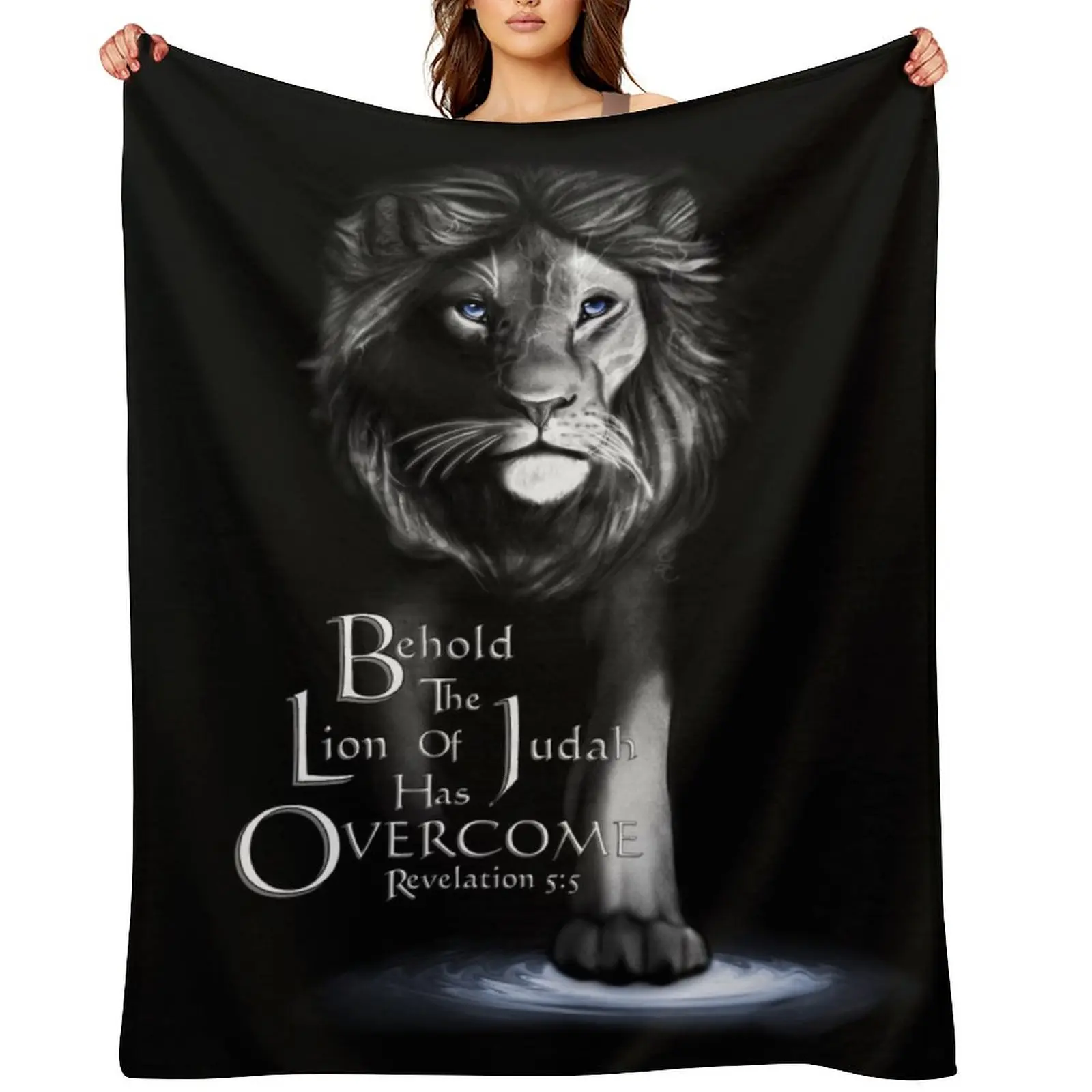 

Lion of Judah With Scripture (Greyscale) Throw Blanket funny gift Vintage Flannel christmas decoration Blankets