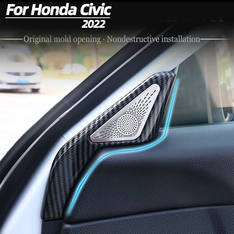 

For Honda Civic 11th 2022 Car Door Front Triangle Horn Cover Frame Decor Panel Cover Trim Beautiful Modification Accessories