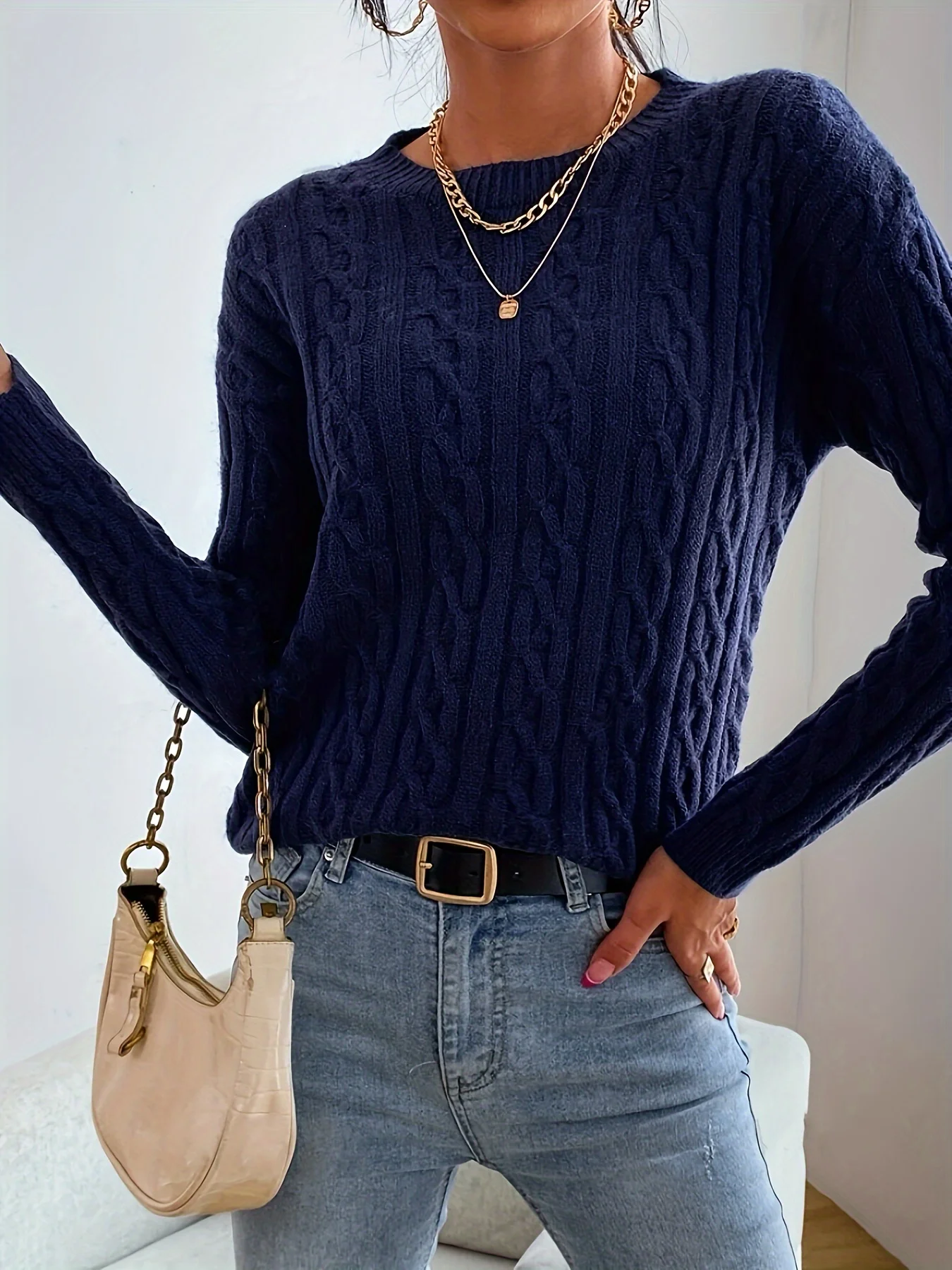 2024 new casual and versatile knitted pullover sweater