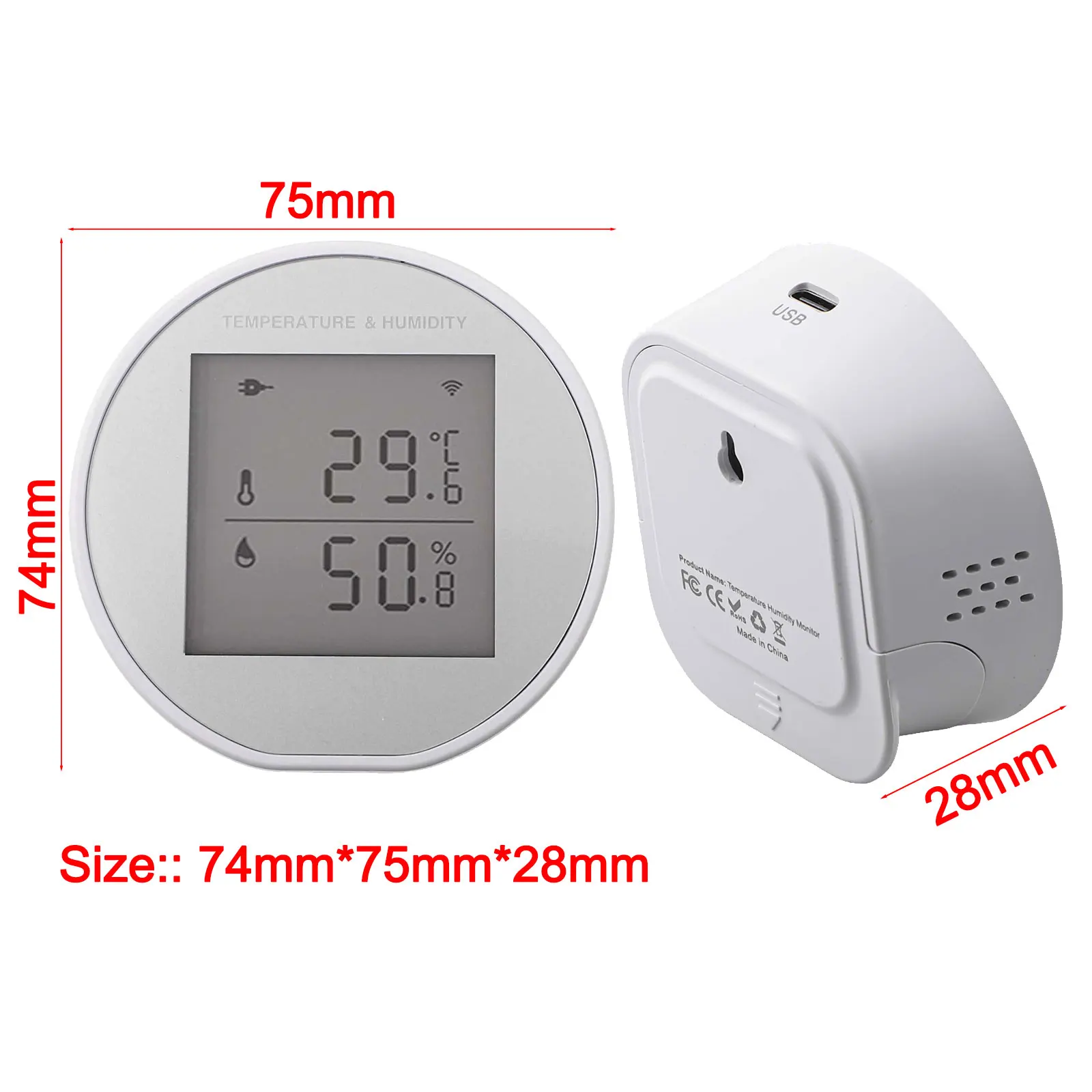 1pc WiFi Thermometer For Tuya WiFi Remote Monitor Thermometer Hygrometer Indoor Temperature Humidity Household Tools