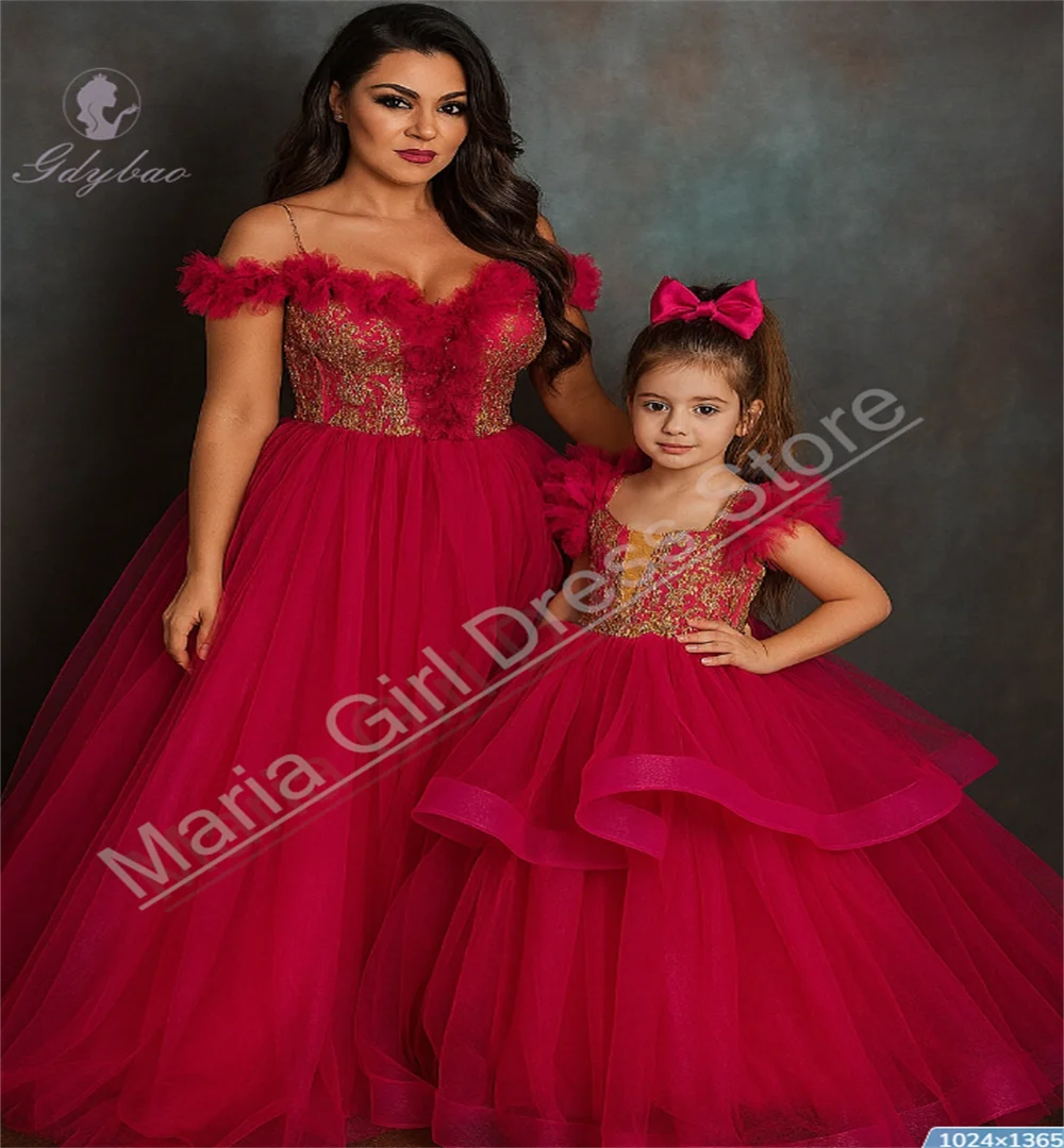 

Communion Dress Girl Fluffy Ruffle Flower Girl Dress Lace Appliqué For Princess Birthday Gown Customization