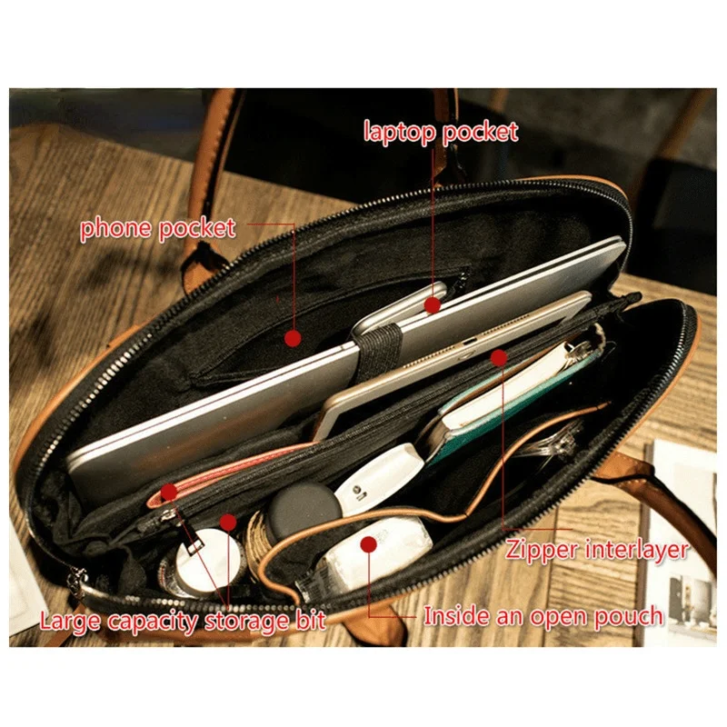 2024 Business Damen Aktentasche Leder Handtasche Damen Tragetaschen 15,6 14 Zoll Laptop tasche Schulter Büro taschen für weibliche Aktentaschen