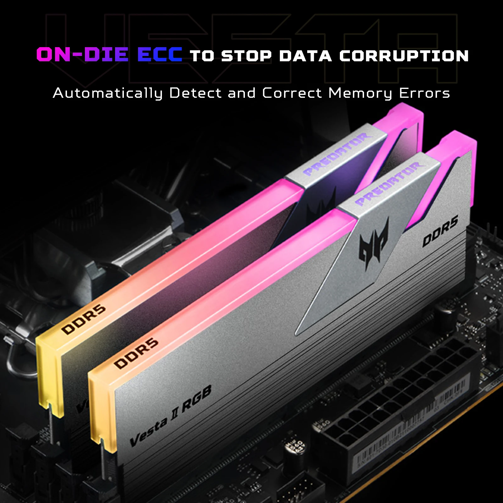

Оперативная память ACER PREDATOR Vesta II RGB DDR5, 32 ГБ (2x16 ГБ), 6000 МГц, CL28, память игрового компьютера, совместимая с XMP 3,0/AMD EXPO
