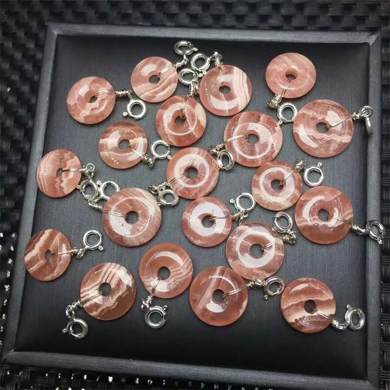 S925 Natural Red Lace Agate Safety Buckle Pendant Mineral Healing Quartz Reiki Lucky Cute Festival Gift 1PCS