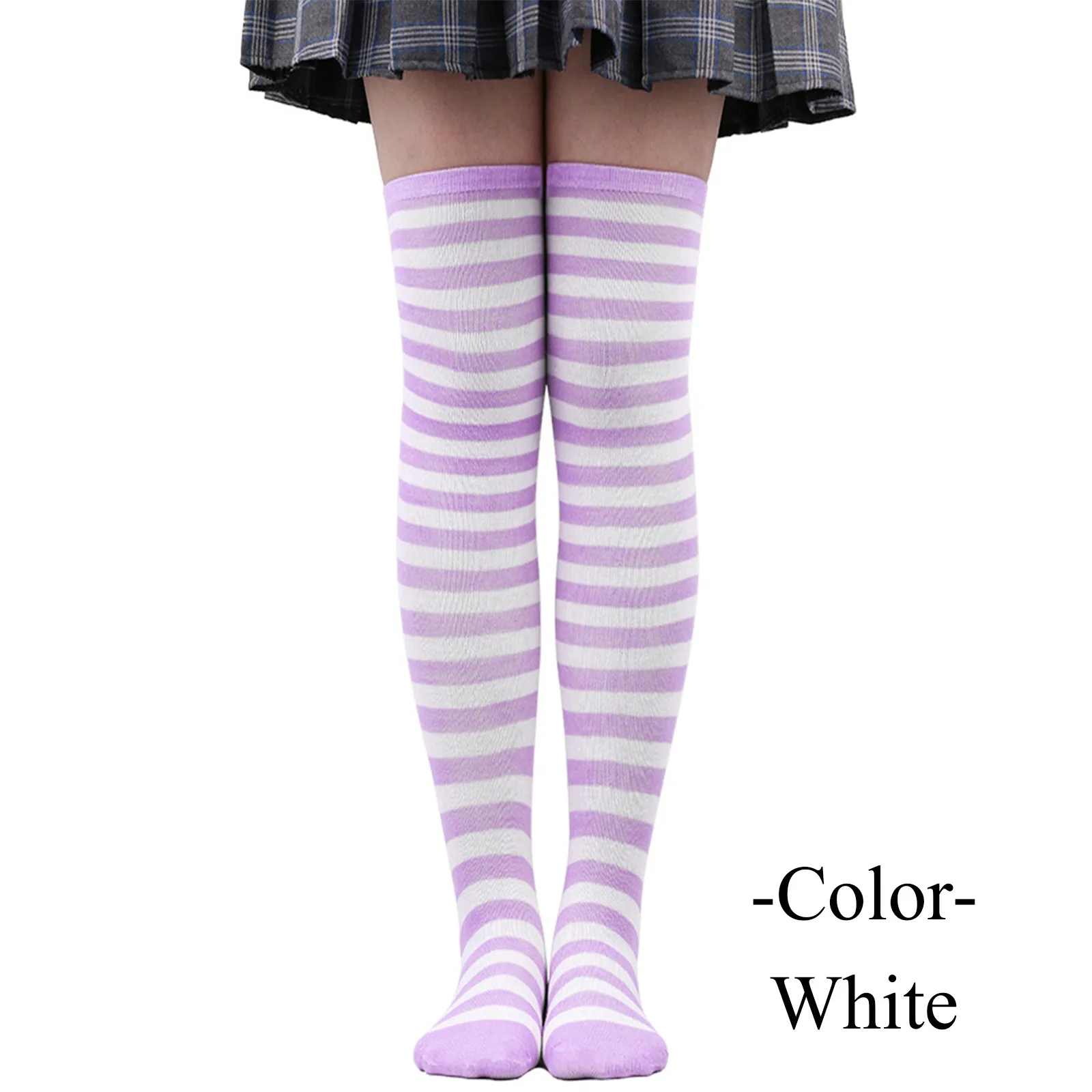 Color Striped Stockings Japanese Over Knee Socks Fashion Women Keep Warm Soks Sexy Slim Long Soks Black White Striped Hosiery