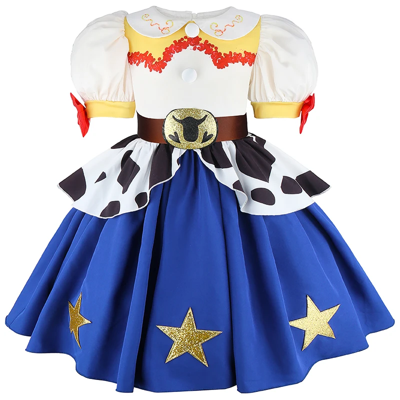 Kids Girls Princess Dress Puffy Sleeve Summer Dresses New Movie Toy Club Children Jessie Cosplay Costume Woody Dress Up Carnival