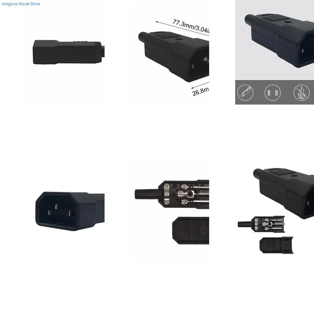 N2UB C14 Male Plug Rewirable Power Connector 3 Pin AC Socket Power Connector