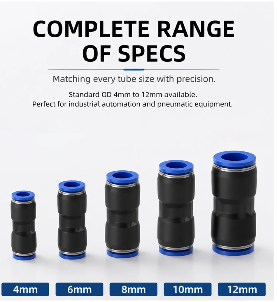5PCS Pneumatic Fittings Plastic Connector PU 4mm 6mm 8mm 10mm 12mm For Air water Hose Tube Push in Straight Gas Quick Connectio T&I Online Store