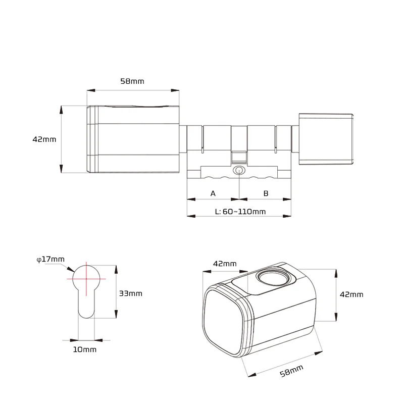 Euro Tuya TTLock APP Fingerprint RFID Card DIY Cylinder Lock Biometric Electronic Smart Door Lock Digital Keyless Replace