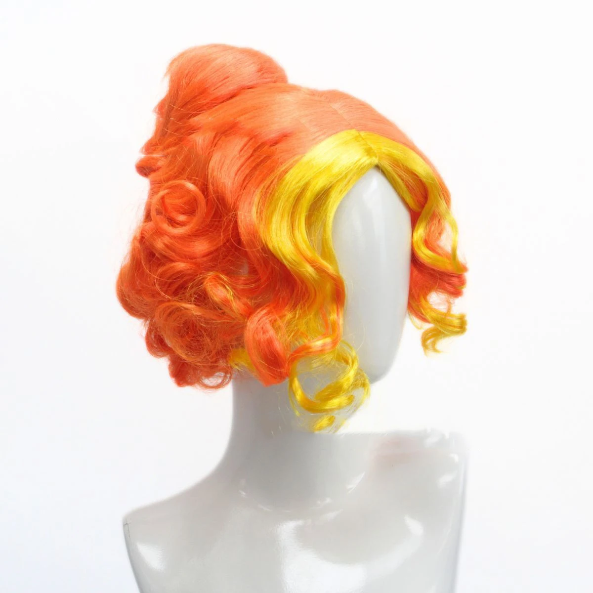 

Orange Gradient Short Curly Hair Cosplay Wig Anime Versatile Loli Girl Wig Halloween Party Costume Wig Headband