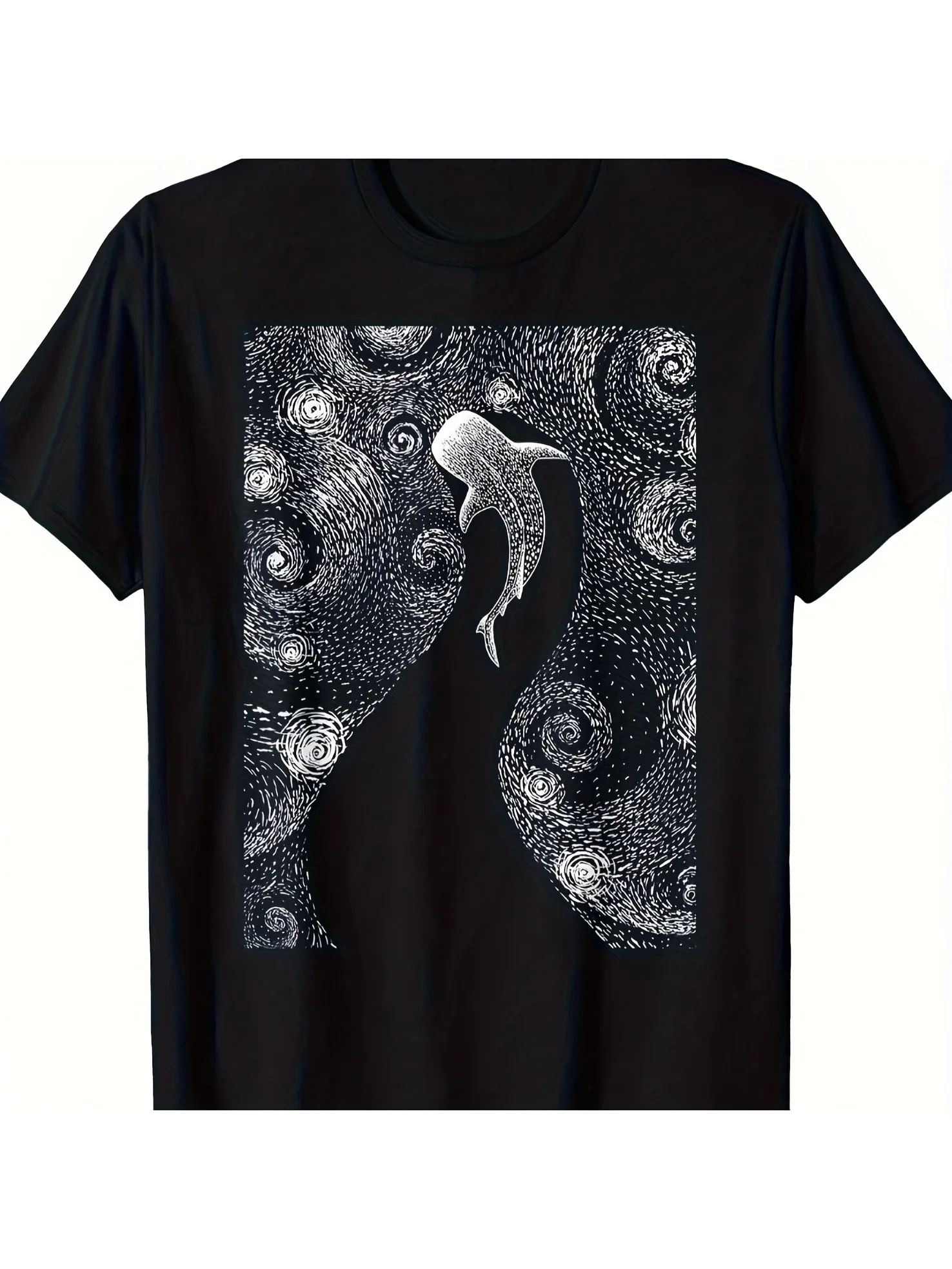 

Whale Shark T-Shirt - Black/White Abstract, Nature Lover Outdoor/Casual Tee