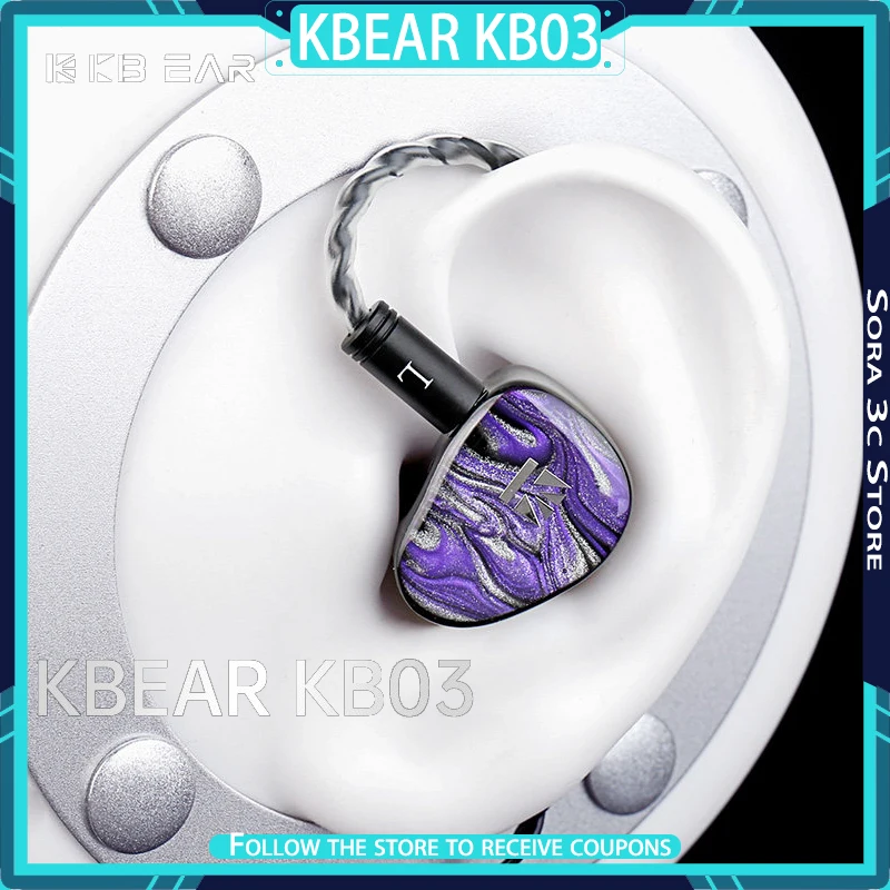 

KBEAR KB03 Wired HiFi Earphones Beryllium-coated Diaphragm Bone Conduction with 1.25m Cable High Quality Gaming Music Headphones