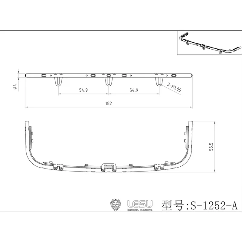 1/14 RC camión de juguete 770S barra baja LED luz de aleación de aluminio LESU S-1252-A para Tamiya 1/14 Rc Tractor camión 770S piezas Accesorios