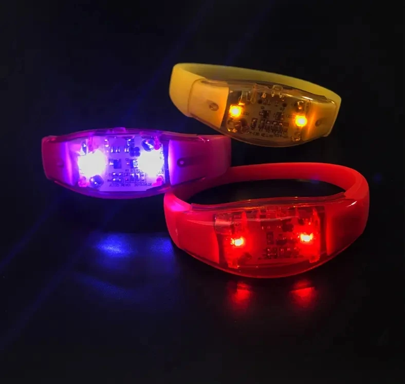 6pcs LED Light Bracelet Silicone Sound Control Flashing Bangle Wristband Vibration Control Bangle Party Favors Christmas