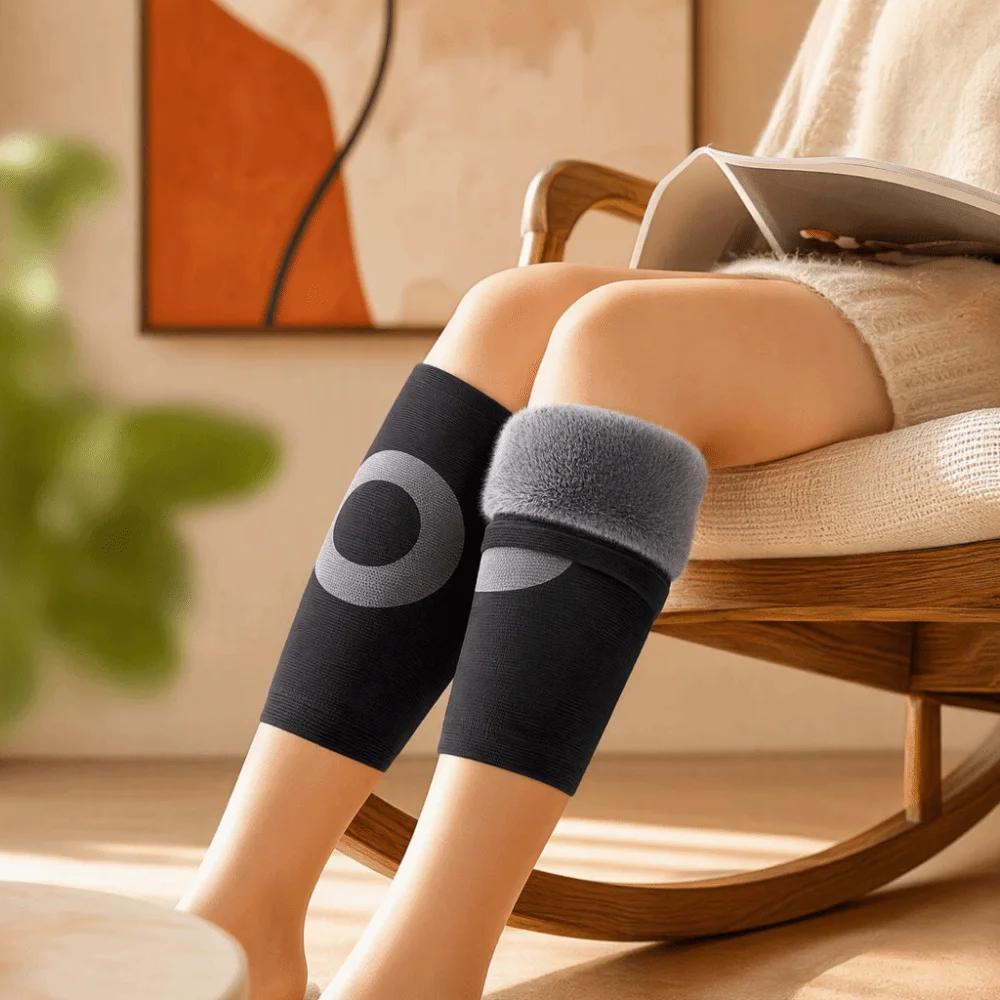 New Warm Thickened Knee Pads Elastic Windproof Elderly Leg Sleeve Plus Velvet Durable Knee Warmers Cold Legs