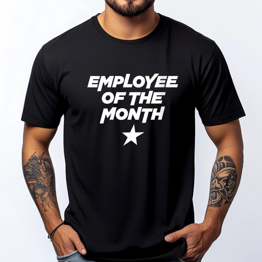

Womens Employee Of The Month Red And Black Graphic T Shirt Mens Gifts Large Size Printed
