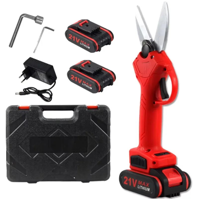 Forbici elettriche rosse per potatura da giardino, forbici da potatura in metallo a batteria