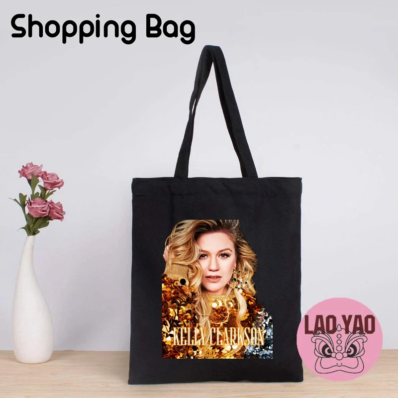 Kelly Clarkson Tote Bags for Women Fashion Singer Shopper Bag Girl Friend Gift Shopping Woman Cloth Canvas Large Fabric