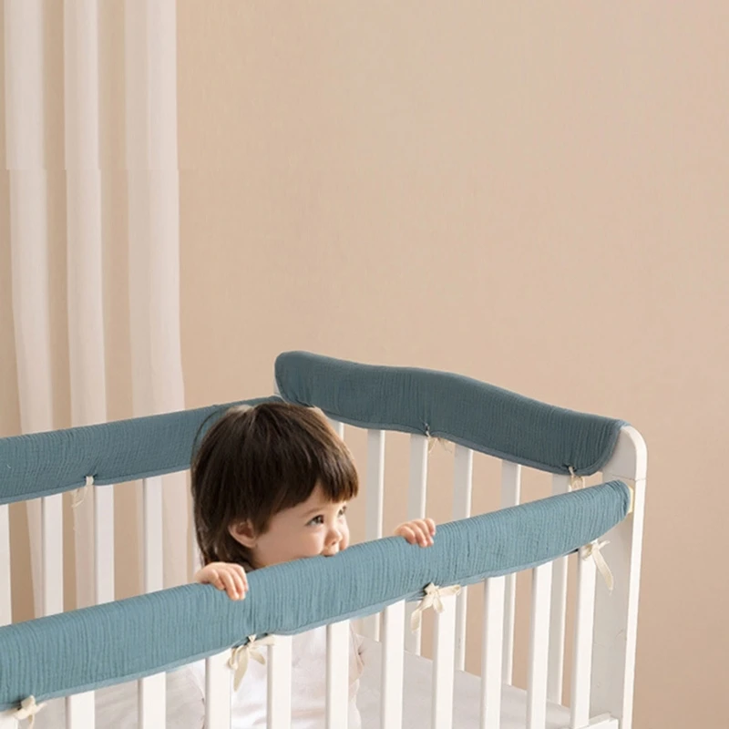 Bumper tempat tidur bayi katun, 4 PCs ukuran standar bayi baru lahir penutup pelindung Set lembut tebal bumper pelindung rel tempat tidur