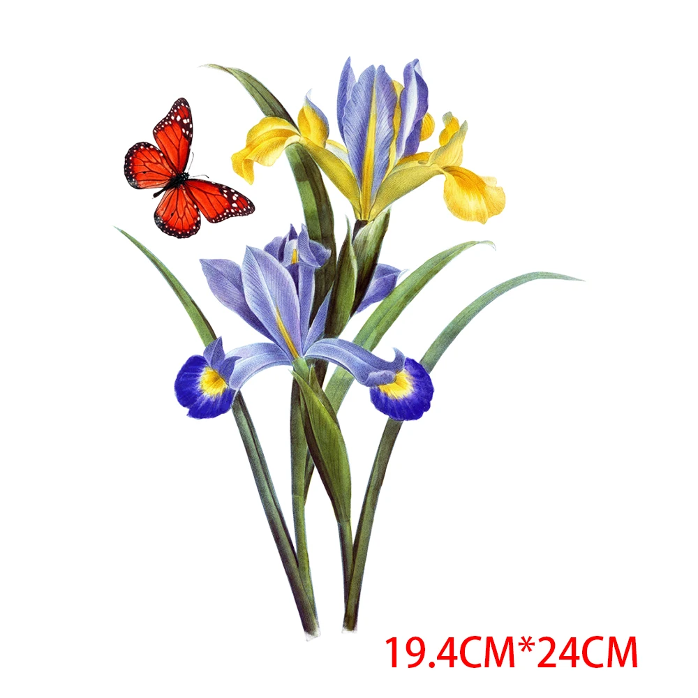 Cartoon Hand Painted Iris Fashion Appliques for Clothing Thermo Custom Iron on Transfers for Clothing  Stickers  Parches