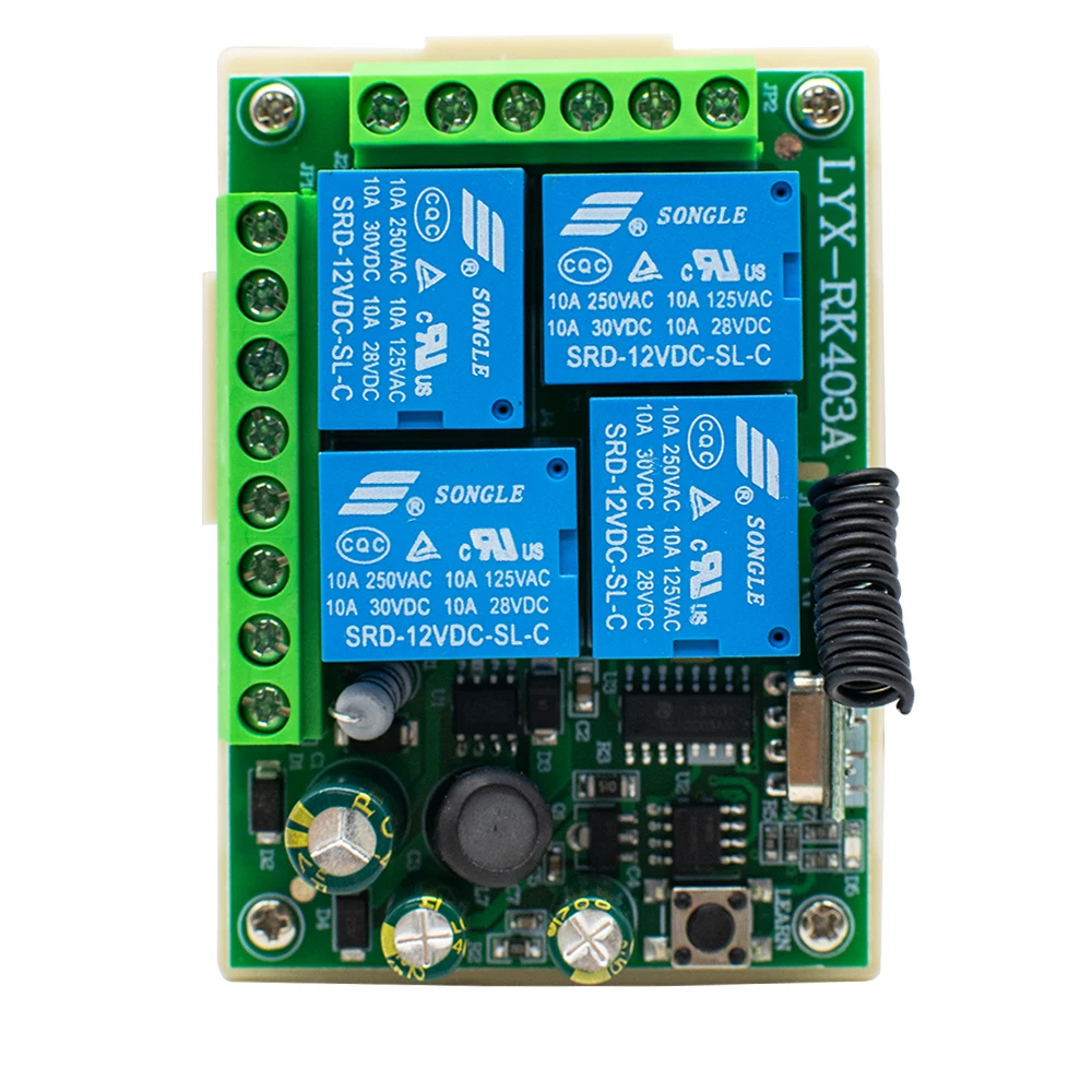 Saklar penerima kendali jarak jauh Universal, 433Mhz 220V 110V untuk lampu, pintu, relai garasi 4CH dan Remote kontrol RF 433MHz