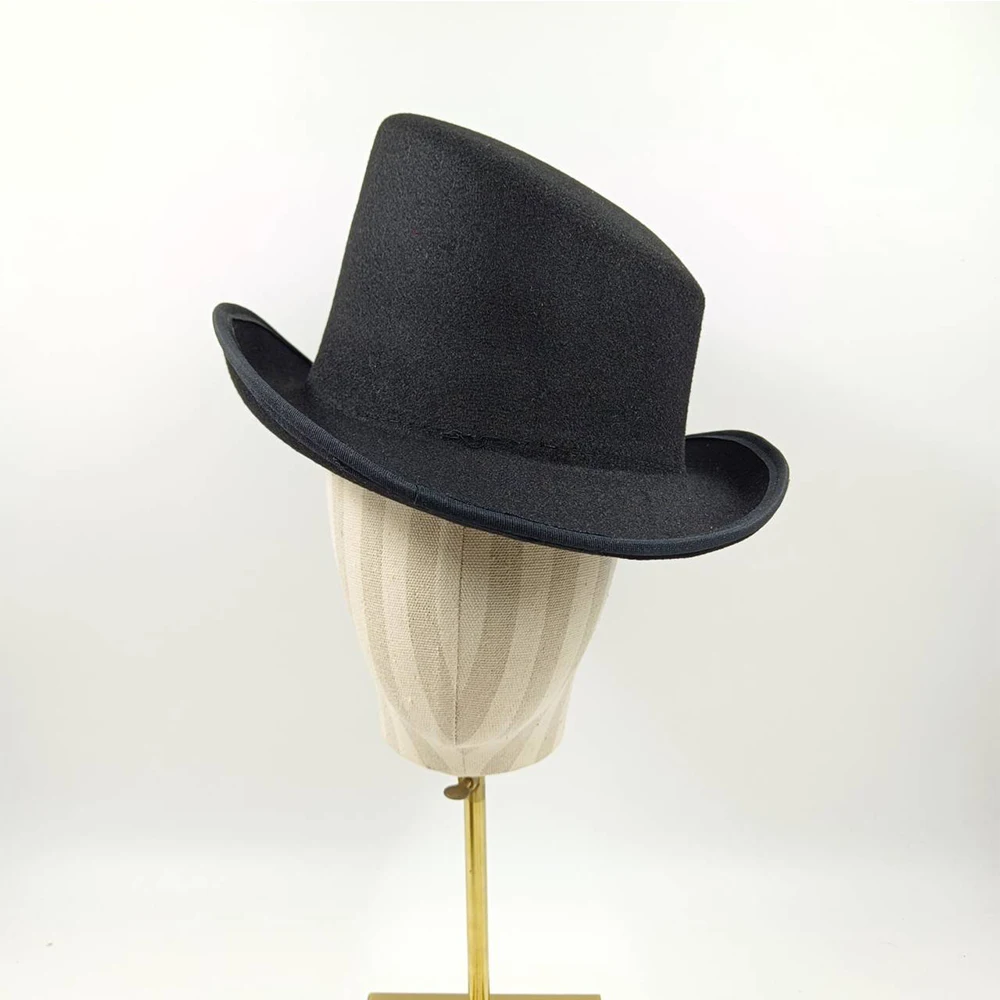 New  High Top Gentleman Derby Hat Fedora Hat Men's and Women's Gentleman Colorful Bevel Top Hat Felt Magic Hat President Hat