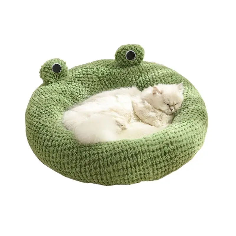 Cute Cat Bed Calming Dog Bed Washable Dog Bed Plush Cat Bed Cat Beds Waterproof Frog Eyes Design For Cats Small Dogs