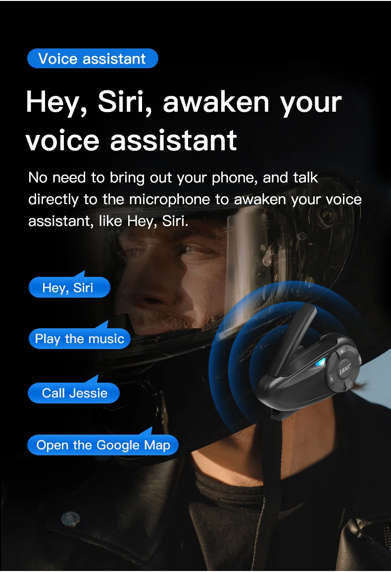 EJEAS Q7 Motorhelm Bluetooth Headset voor 2 rijders Intercom