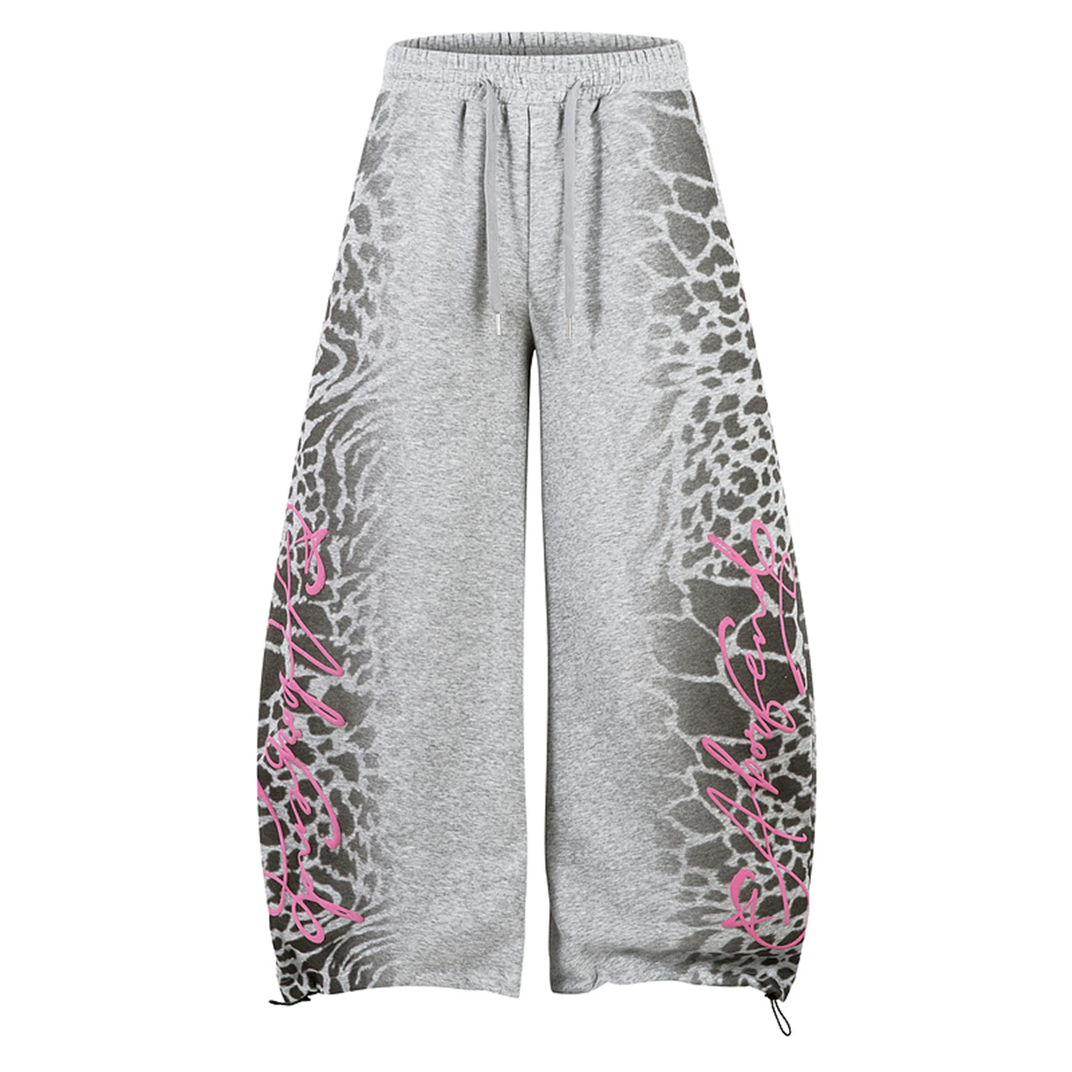 Women's Y2K Streetwear Baggy Sweatpants Gray with Leopard Print Pink Letter Graphic Wide Leg Trousers Casual Fashion Pants