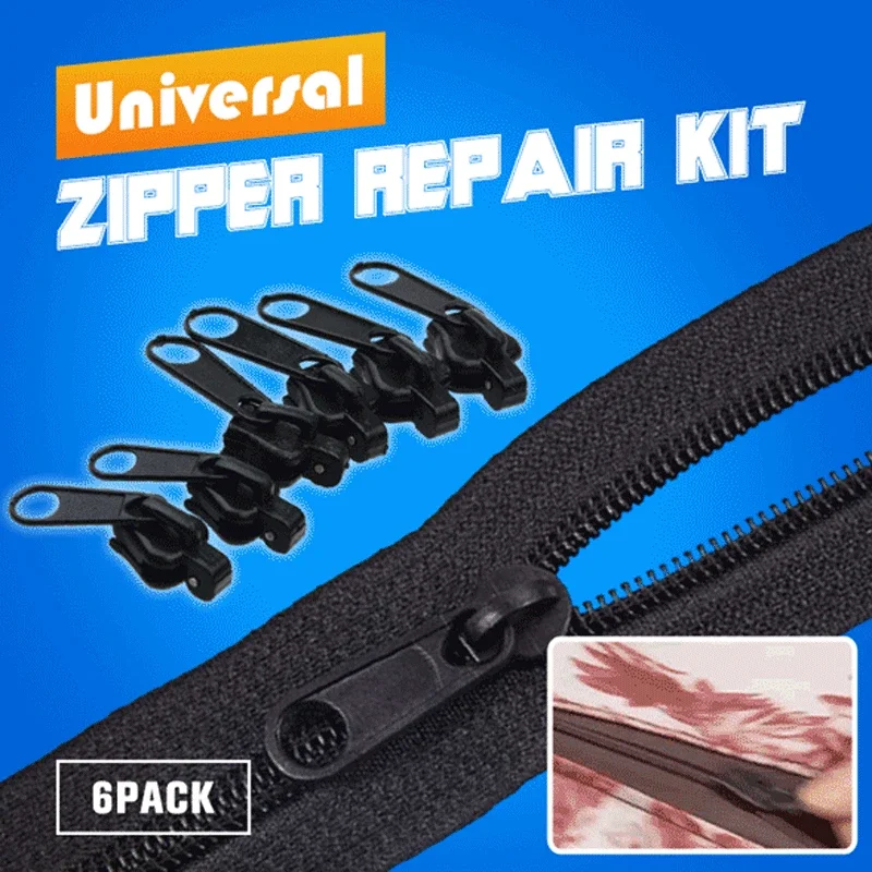 6 pcs/set of black or brown Instant Zipper universal Instant Fix Zipper repair kit replacement Zip Slider new sewing zipper